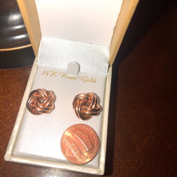 Vintage Forever 14k Jewelry - 14k Rose Gold Love Knot Stud Earrings